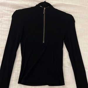Joah Brown Black Mock Neck Half Zip